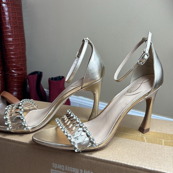 • Sam Edelman • Womens Evelynn Strappy Heel, Gold Leaf, Size 7.5 💛🤩 (In box!) - Picture 15 of 17